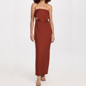 Rumer Women's Strapless Roam Bandana Linen Blend Maxi Dress, Chocolate Brown, M